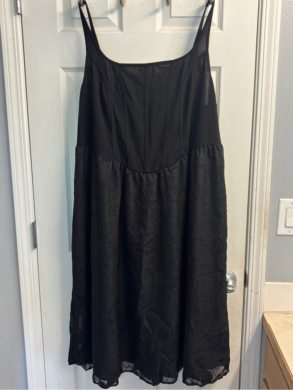SHEIN Black A-Line Embroidered Midi Skirt